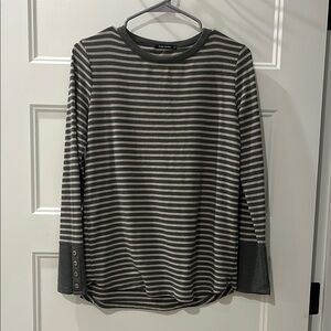 Pink Clover Striped Gray and Cream Sweater